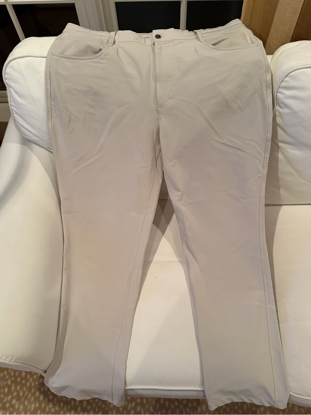 Footjoy Mens Golf Chino-Style Pants in Light Beige Khaki 38/32 Athletic Fit